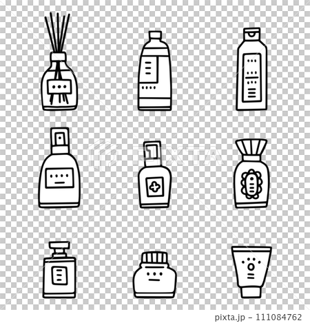 コスメ・インテリア風の容器いろいろイラストセット・線画 コスメ・インテリア風の容器いろいろイラストセット・線画 111084762