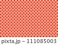 市松模様と紅葉の葉な紅梅色の背景素材 111085003