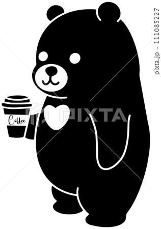 vector of cartoon bear holding coffee 111085227
