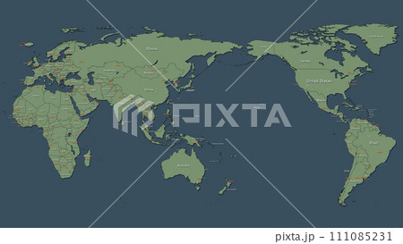 世界地図　地球 BG　背景　イメージ　都市名　国名　 111085231