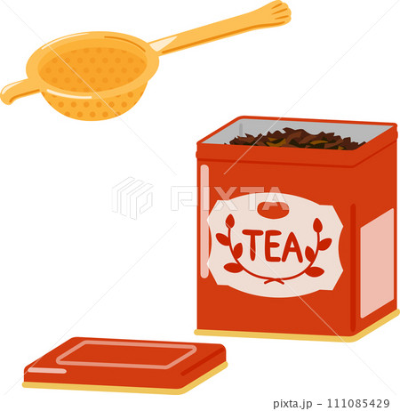 ティーストレーナーと缶入りの茶葉 111085429