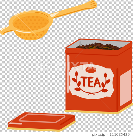 ティーストレーナーと缶入りの茶葉 111085429