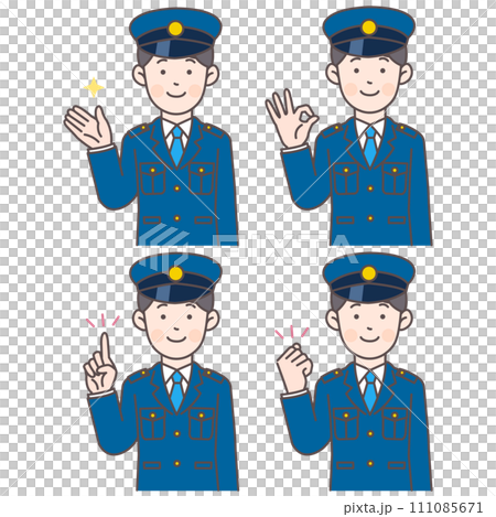 Police officer upper body pose set 01 111085671