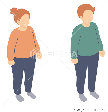 ふくよかな体型の人物のアイソメトリックイラスト 111085835