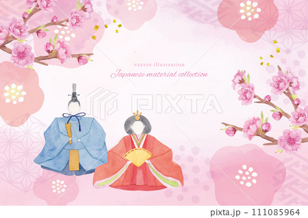 水彩で描いた雛祭りの背景 111085964