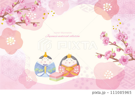 水彩で描いた雛祭りの背景 111085965