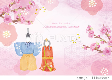 水彩で描いた雛祭りの背景 水彩で描いた雛祭りの背景 111085967