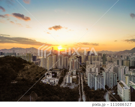 Crowded narrow apartments in a community in HK, Jan 14 2024 111086327