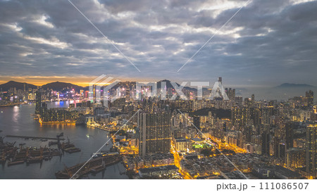 a twilight at the Kowloon, Hong Kong Dec 31 2021 a twilight at the Kowloon, Hong Kong Dec 31 2021 111086507