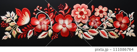 Red hungarian folk embroidery design 111086764