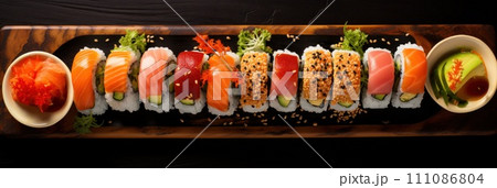 Artfully crafted sushi rolls 111086804