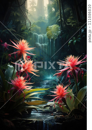 a mesmerizing depiction of a bromelia 111086810