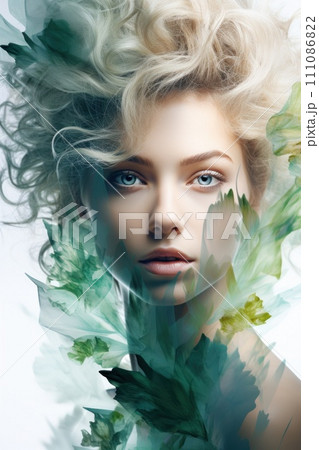 photography of beautiful woman and the spectacular colourful nature,withl big green eyes photography of beautiful woman and the spectacular colourful nature,withl big green eyes 111086822
