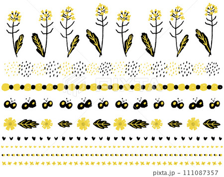 ナチュラルな菜の花のライン素材 111087357
