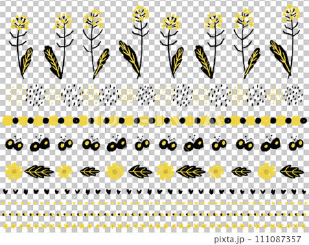 ナチュラルな菜の花のライン素材 111087357