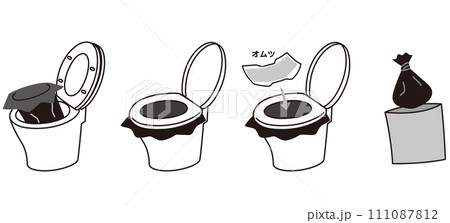オムツを使用した簡易トイレの使用手順 防災用品 オムツを使用した簡易トイレの使用手順 防災用品 111087812