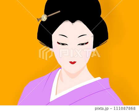 かんざしをした着物の女性 111087868