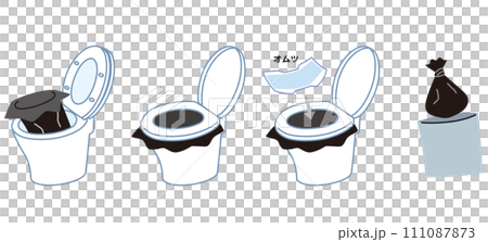 オムツを使用した簡易トイレの使用手順 防災用品 オムツを使用した簡易トイレの使用手順 防災用品 111087873