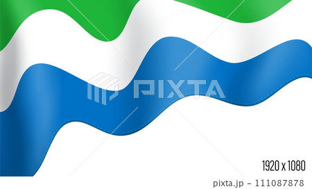 Sierra Leone country flag realistic independence day background. Sierra Leone commonwealth banner in motion waving, fluttering in wind. Festive patriotic HD format template for independence day 111087878