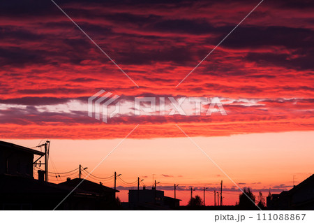 Bright vibrant sunset sky 111088867