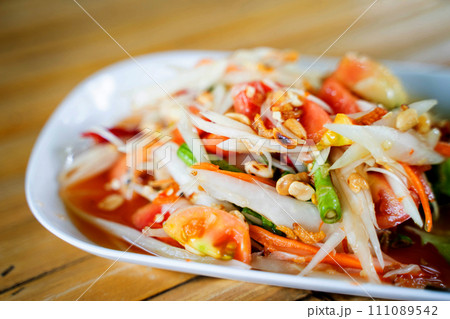Som Tum - Spicy papaya salad Thai food,papaya salad 111089542