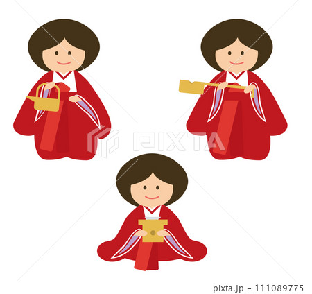 三人官女のイラストセット 111089775