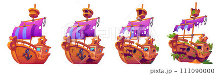 Old broken abandoned sailboat destruction process 111090000