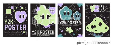 Y2k vibe groovy posters with emoji 111090007