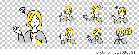 Pet and woman illustration set 111090381