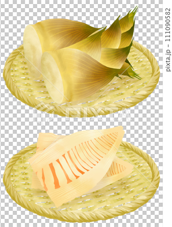 Illustration of bamboo shoots on a colander 111090582