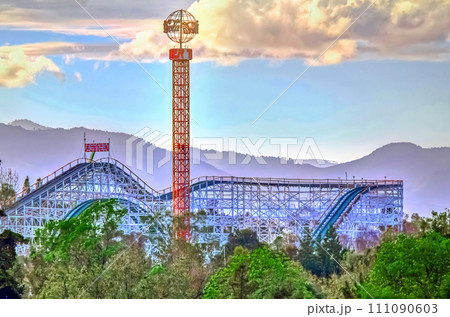 Mexico City, Mexico. Jan 14, 2024. A wooden roller coaster at La Feria Chapultepec in Mexico City Mexico City, Mexico. Jan 14, 2024. A wooden roller coaster at La Feria Chapultepec in Mexico City 111090603