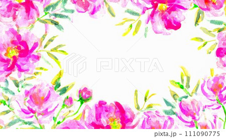 ピンクの水彩画のお花のフレーム 111090775