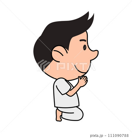 Buddhist man pay respect with Thai style with sitting pose 111090788