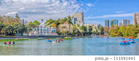 Mexico City, Mexico. Jan 11, 2024. An artificial Lake with people on boats in the Chapultepec Forest one of the largest city parks in Mexico Mexico City, Mexico. Jan 11, 2024. An artificial Lake with people on boats in the Chapultepec Forest one of the largest city parks in Mexico 111091041