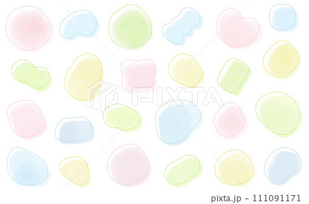 水彩風の流体シェイプセット　枠あり 111091171