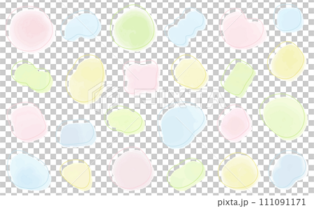 水彩風の流体シェイプセット　枠あり 111091171