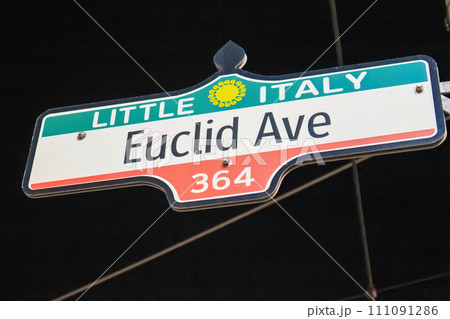 Toronto, Ontario, Canada. Aug 10, 2011. A street sign from Little Italy at Euclid Ave in Toronto. Toronto, Ontario, Canada. Aug 10, 2011. A street sign from Little Italy at Euclid Ave in Toronto. 111091286