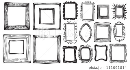 Doodle frame or badge in Doodle or cartoon style Doodle frame or badge in Doodle or cartoon style 111091814