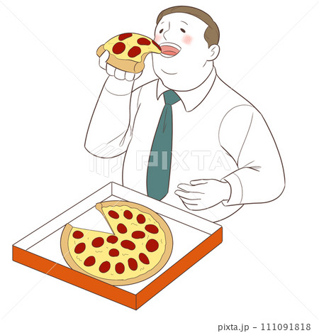ピザを食べる男性 111091818