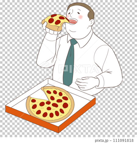 ピザを食べる男性 111091818