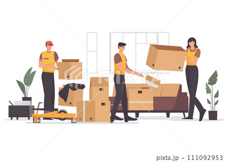 ソファを運ぶ引っ越し業者 111092953