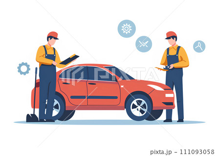 自動車の点検をする自動車整備士 111093058