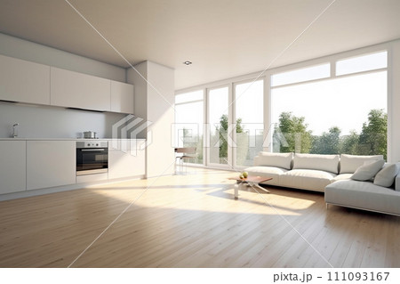 モダンなリビングルーム（白いインテリア） 111093167