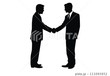 Two Silhouette Businessman Hand Shake, Business Man Handshake Agreement Concept Flat Vector Illustration Two Silhouette Businessman Hand Shake, Business Man Handshake Agreement Concept Flat Vector Illustration 111093852