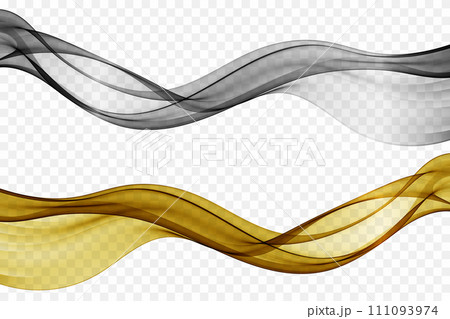 Golden and silver wave. Abstract vector wave stream. 111093974