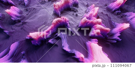 Abstract purple cubic landscape technology background. Technology concept 111094067