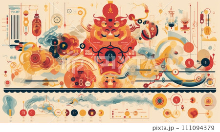 infographic poster.  abstract. Chinese New Year. 111094379