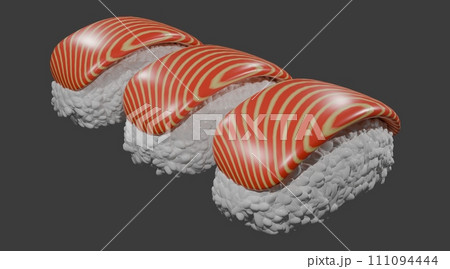 3d rendering illustration of sushi salmon 111094444