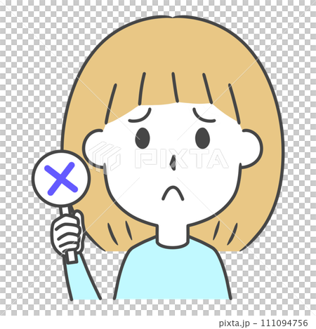 Upper body illustration of a woman holding a cross tag Upper body illustration of a woman holding a cross tag 111094756