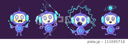 Funny Robot Character Engaged in Different Activity Vector Set Funny Robot Character Engaged in Different Activity Vector Set 111095718